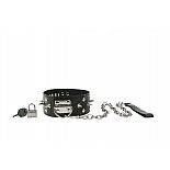 <strong>Широкий ошейник с шипами и поводком</strong> <br />
Жесткий атрибут, который понравится опытным любителям БДСМ. <div class="charTableblock"><div><span>Материал</span>: кожзам</div><div><span>Цвет</span>: черный</div></div> Широкий ошейник с шипами и поводком 
Жесткий атрибут, который понравится опытным любителям БДСМ.