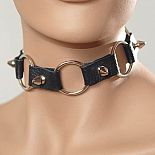 <strong>Кожаный черный ошейник с кольцами и шипами</strong> <br />
Изготовлен из натуральной кожи черного цвета. <div class="charTableblock"><div><span>Материал</span>: кожа</div><div><span>Производитель</span>: Sitabella, Россия</div></div> Кожаный черный ошейник с кольцами и шипами 
Изготовлен из натуральной кожи черного цвета.