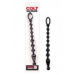 <strong>Анальная цепочка длинная COLT Max Beads черная</strong> <br />
Анальная цепочка длинная COLT Max Beads – круглые анальные шарики различного диаметра на цепочке с прочным кольцом-держателем, изготовлены из плотного эластичного материала/ Очень гибкая. Длина цепочки 28 см, диаметр самого большого шарика - 2,5 см, Цвет: чёрный. Материал: Silicone. Производитель: California Exotic Novelties, США. <div class="charTableblock"><div><span>Длина, см</span>: 28.00</div><div><span>Диаметр, см</span>: 2.50</div><div><span>Материал</span>: силикон</div><div><span>Цвет</span>: черный</div><div><span>Особенности</span>: цепочки, бусы</div><div><span>Длина, см</span>: 25 и более</div><div><span>Диаметр, см</span>: 2</div></div> Анальная цепочка длинная COLT Max Beads черная 
Анальная цепочка длинная COLT Max Beads – круглые анальные шарики различного диаметра на цепочке с прочным кольцом-держателем, изготовлены из плотного эластичного материала/ Очень гибкая. Длина цепочки 28 см, диаметр самого большого шарика - 2,5 см, Цвет: чёрный. Материал: Silicone. Производитель: California Exotic Novelties, США.