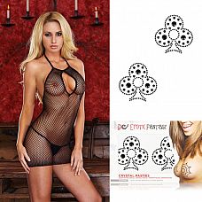 <strong>Smart Set  24: платье-сетка и пэстисы из чёрных кристаллов</strong> <br />
Smart Set  24: платье-сетка и пэстисы из чёрных кристаллов.<div class="charTableblock"><div><span>Размер</span>: S (42-44); M (44-46); L (46-48)</div><div><span>Цвет</span>: черный</div><div><span>Производитель</span>: Hustler, США</div><div><span>В наличии</span>: S-M-L, черный</div></div> Smart Set  24: платье-сетка и пэстисы из чёрных кристаллов 
Smart Set  24: платье-сетка и пэстисы из чёрных кристаллов.