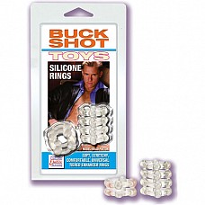 <strong>Прозрачные эрекционные кольца на пенис BUCKSHOT</strong> <br />
Набор из двух силиконовых колец. Первое кольцо из 2 полос со стимулирующими шариками, а второе кольцо из 4 полосочек с 4 мягкими шариками на каждой. Можете менять кольца в зависимости от вашего сексуального настроения.<div class="charTableblock"><div><span>Материал</span>: TPE / TPR</div></div> Прозрачные эрекционные кольца на пенис BUCKSHOT 
Набор из двух силиконовых колец. Первое кольцо из 2 полос со стимулирующими шариками, а второе кольцо из 4 полосочек с 4 мягкими шариками на каждой. Можете менять кольца в зависимости от вашего сексуального настроения.