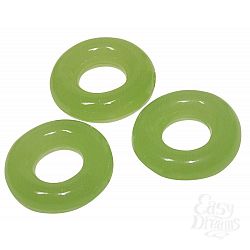 Набор из 3 святящихся в темноте колец для пениса Glow in the Dark  Набор из 3 святящихся в темноте колец для пениса Glow in the Dark