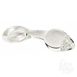 Стеклянная анальная пробка с ручкой в виде кольца - 14 см.  Стеклянная анальная пробка с ручкой в виде кольца - 14 см.