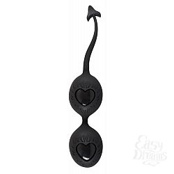 Чёрные вагинальные шарики с сердечками BLACK VELVETS  Чёрные вагинальные шарики с сердечками BLACK VELVETS