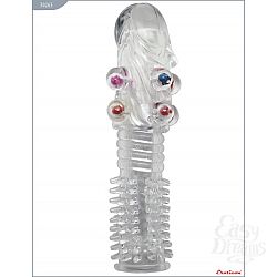 Прозрачная гелевая насадка-ёршик с бусинками - 14 см. Прозрачная гелевая насадка-ёршик с бусинками - 14 см.