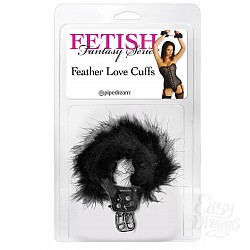 Наручники металлические Feather Love Cuffs с пухом черные Наручники металлические Feather Love Cuffs с пухом черные