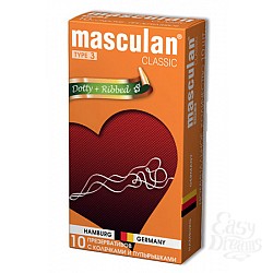 Masculan Classic 3 , 10 шт *10. С колечками и пупырышками  Masculan Classic 3 , 10 шт *10. С колечками и пупырышками