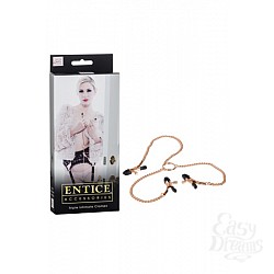 Зажимы для сосков и половых губ с цепью Entice Triple Intimate Clamps золотистые  Зажимы для сосков и половых губ с цепью Entice Triple Intimate Clamps золотистые