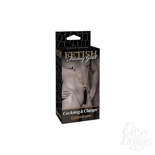  4     Fetish Fantasy Gold Cockring   Nipple Clamps    