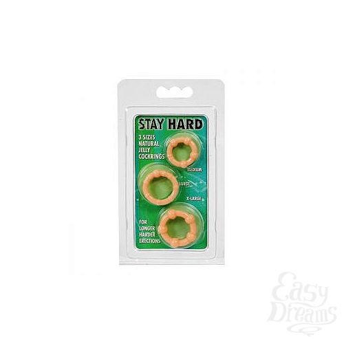 Фотография 2:  Три телесных эрекционных кольца разного диаметра STAY HARD Фотография 2  Три телесных эрекционных кольца разного диаметра STAY HARD