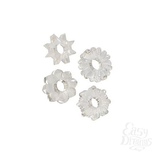 Фотография 1:  Набор из четырех прозрачных эрекционных колец Basic Essentials Фотография 1:  Набор из четырех прозрачных эрекционных колец Basic Essentials