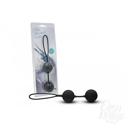 Фотография 1:  Чёрные вагинальные шарики с петлёй Фотография 1:  Чёрные вагинальные шарики с петлёй