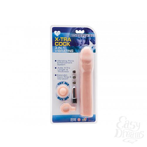  2    TLC^ CyberSkin^ 3-in-1 Vibrating X-tra Cock