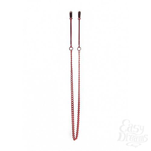 Фотография 1:  Красные клипсы на соски с цепочкой Фотография 1:  Красные клипсы на соски с цепочкой