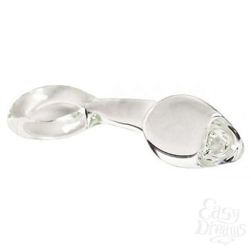 Фотография 1:  Стеклянная анальная пробка с ручкой в виде кольца - 14 см. Фотография 1:  Стеклянная анальная пробка с ручкой в виде кольца - 14 см.