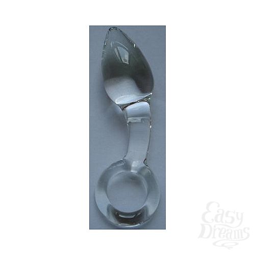 Фотография 2:  Стеклянная анальная пробка с ручкой в виде кольца - 14 см. Фотография 2  Стеклянная анальная пробка с ручкой в виде кольца - 14 см.