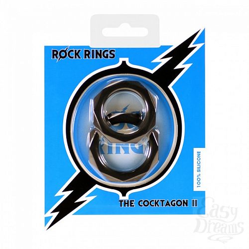  3    Rock Rings The Cocktagon ll 2 Pack Black