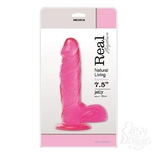  2    JELLY DILDO REAL RAPTURE PINK 7.5 - 19 .