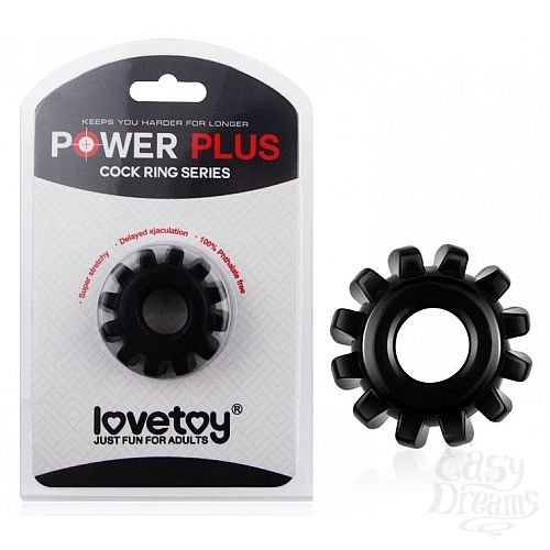 Фотография 1:  Чёрное эрекционное кольцо для пениса Power Plus Фотография 1:  Чёрное эрекционное кольцо для пениса Power Plus