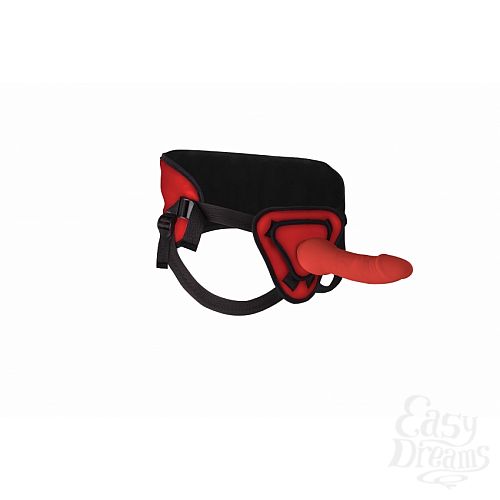  1:   Deluxe Silicone Strap On 10 Inch Red Ouch! SH-OU207RED