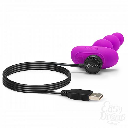  3   -  2  B-Vibe Triplet Anal Beads FUCHSIA