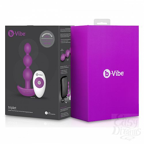  5   -  2  B-Vibe Triplet Anal Beads FUCHSIA