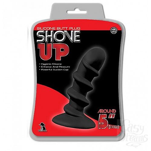 ���������� 2  �������� ���������� �� �������� SHOVE UP SILICONE BUTTPLUG BLACK - 12,7 ��.