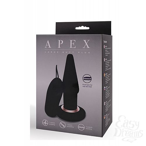  2  ׸   APEX BUTT PLUG LARGE BLACK - 15 .