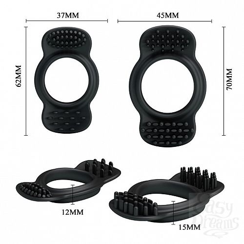 Фотография 4:  Набор из 2 эрекционных колец с щеточками для наружной стимуляции Фотография 4  Набор из 2 эрекционных колец с щеточками для наружной стимуляции