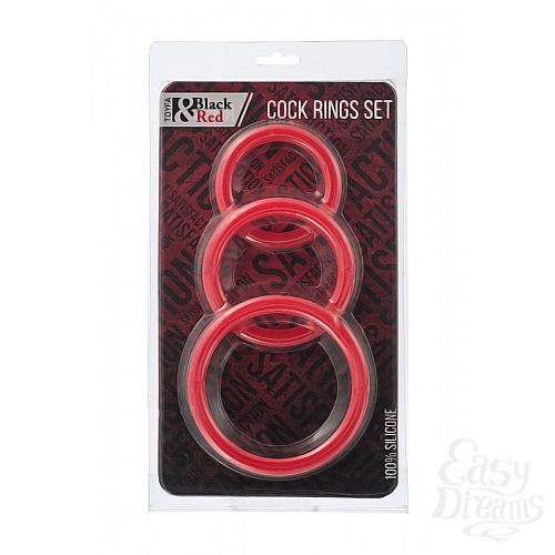 Фотография 2:  Набор из 3 красных эрекционных колец различного диаметра Фотография 2  Набор из 3 красных эрекционных колец различного диаметра