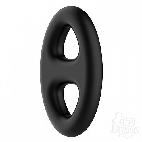 Фотография 2:  Чёрное эрекционное кольцо с петлёй для мошонки Фотография 2  Чёрное эрекционное кольцо с петлёй для мошонки