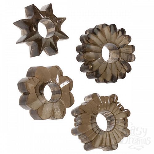 Фотография 1:  Комплект из четырех дымчатых колец BASIC Фотография 1:  Комплект из четырех дымчатых колец BASIC