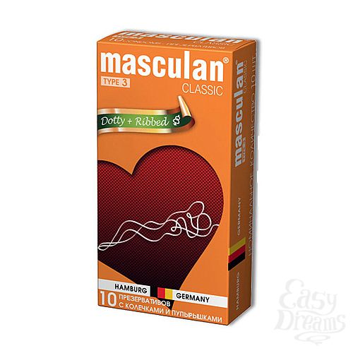 Фотография 1:  Masculan Classic 3 , 10 шт *10. С колечками и пупырышками Фотография 1:  Masculan Classic 3 , 10 шт *10. С колечками и пупырышками