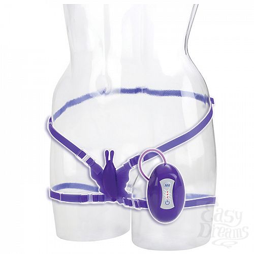 Фотография 2:  Фиолетовая силиконовая вибробабочка на силиконовых ремешках SILICONE LOVE RIDER SE-0582-45-3 Фотография 2  Фиолетовая силиконовая вибробабочка на силиконовых ремешках SILICONE LOVE RIDER SE-0582-45-3