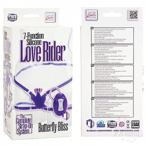 Фотография 3:  Фиолетовая силиконовая вибробабочка на силиконовых ремешках SILICONE LOVE RIDER SE-0582-45-3 Фотография 3  Фиолетовая силиконовая вибробабочка на силиконовых ремешках SILICONE LOVE RIDER SE-0582-45-3