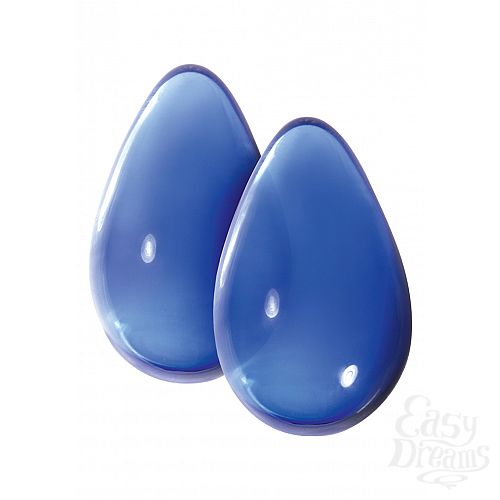  2   CRYSTAL LARGE GLASS EGGS BLUE NSN-0703-27