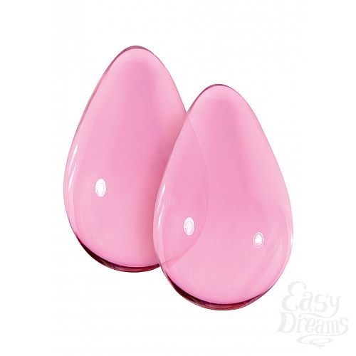  2   CRYSTAL LARGE GLASS EGGS PINK NSN-0703-24