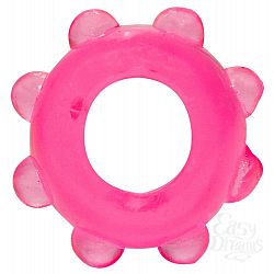 Розовое эрекционное кольцо с шишечками  Розовое эрекционное кольцо с шишечками