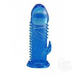 Голубая насадка с усиками и отростком для стимуляции клитора Голубая насадка с усиками и отростком для стимуляции клитора