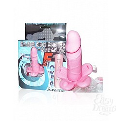 Розовый вибростимулятор на силиконовых ремешках  Розовый вибростимулятор на силиконовых ремешках