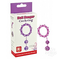 Фиолетовое эрекционное кольцо  Ball Banger Cock Ring с 2 утяжеляющими шариками  Фиолетовое эрекционное кольцо  Ball Banger Cock Ring с 2 утяжеляющими шариками